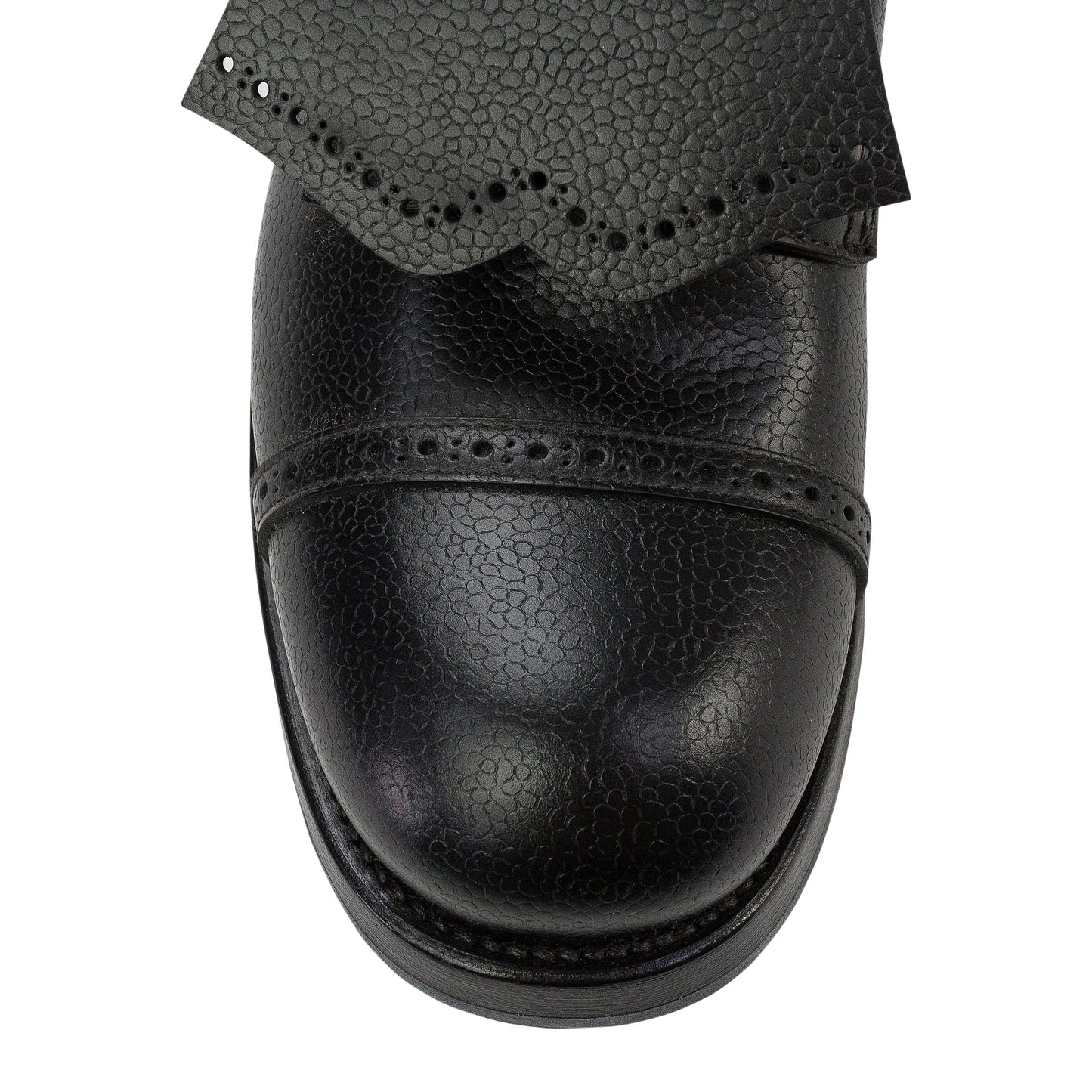 BLACK FLAP OVER LACEUP OXFORDS