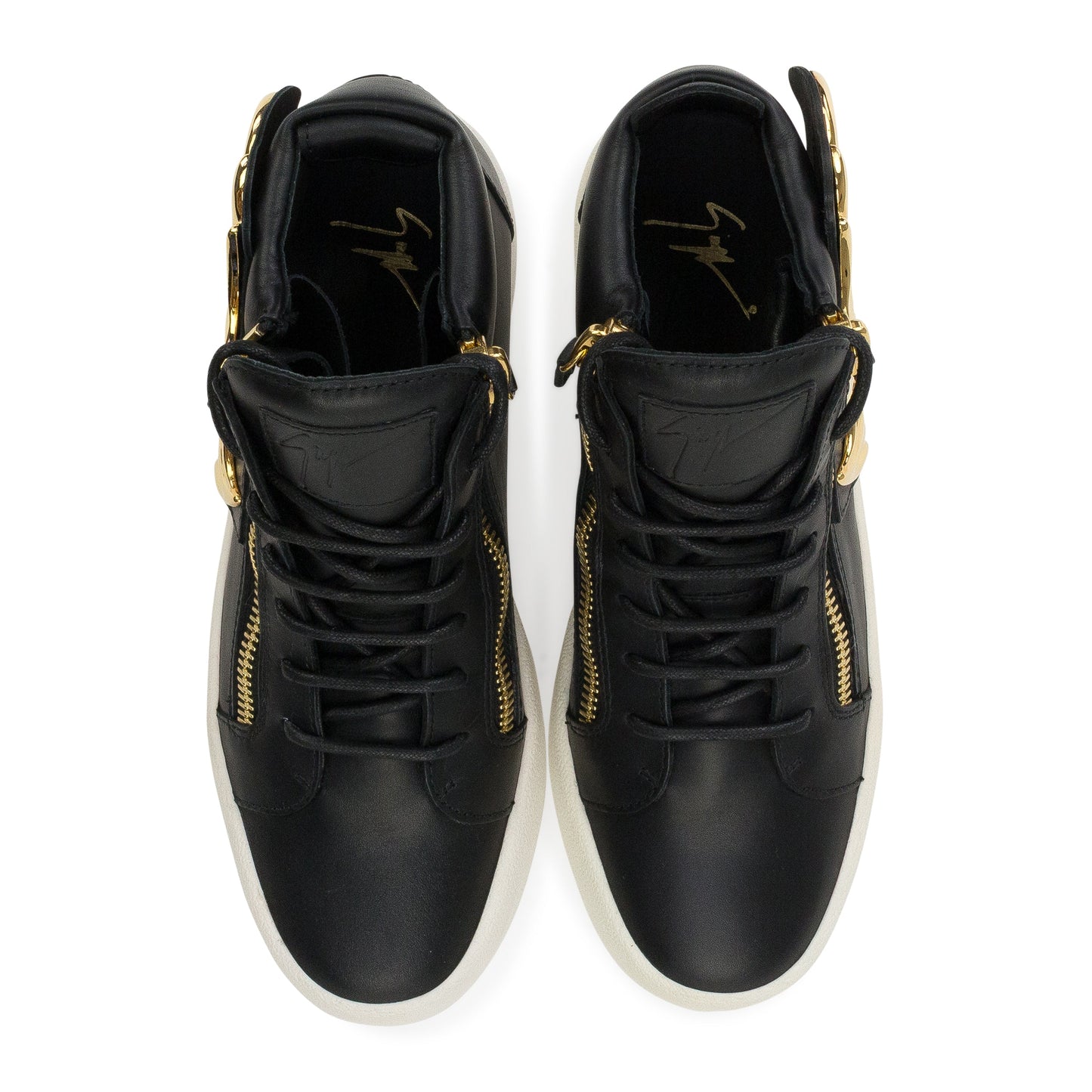 BLACK GOLDEN LEAF APPLIQUE HIGH TOP SNEAKERS