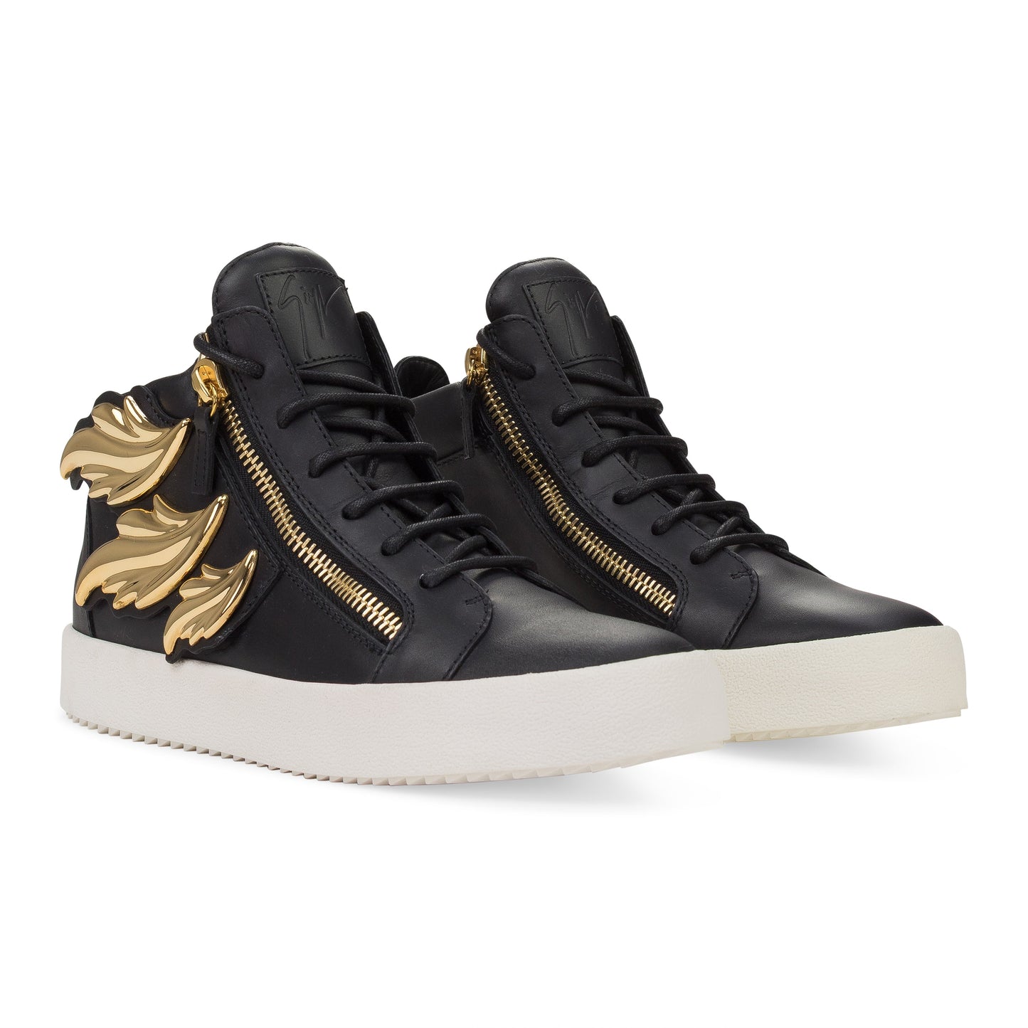 BLACK GOLDEN LEAF APPLIQUE HIGH TOP SNEAKERS