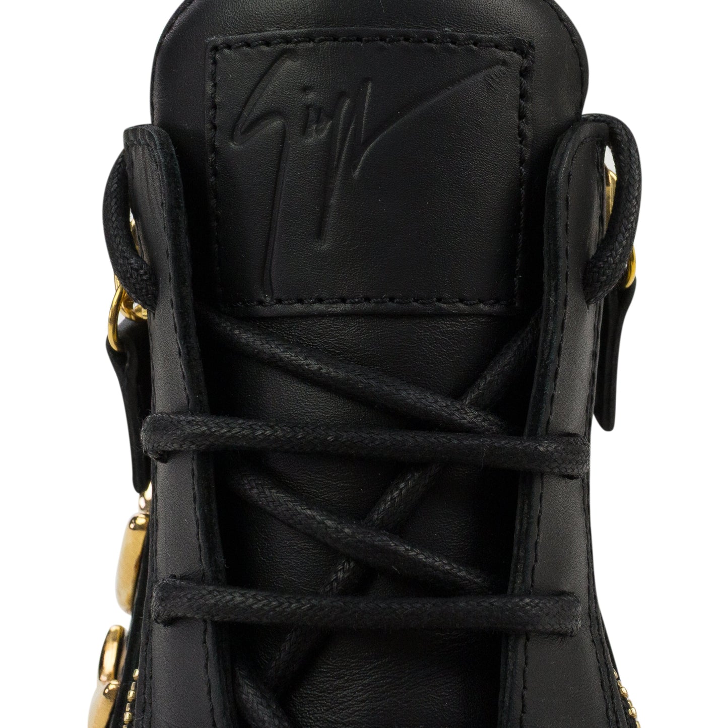 BLACK GOLDEN LEAF APPLIQUE HIGH TOP SNEAKERS