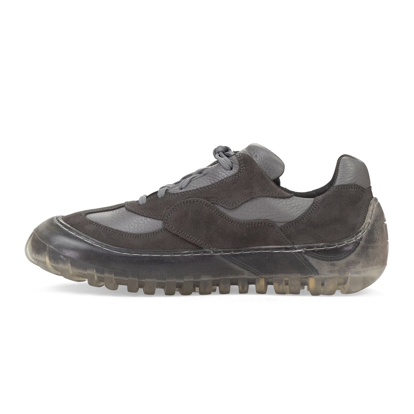 GREY LEATHER/WRAP SOLE SNEAKERS