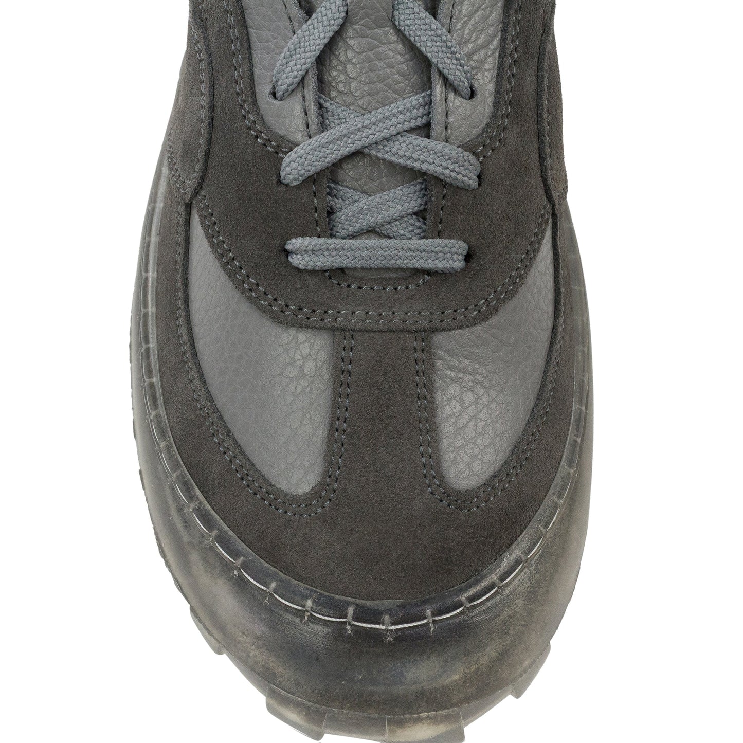 GREY LEATHER/WRAP SOLE SNEAKERS