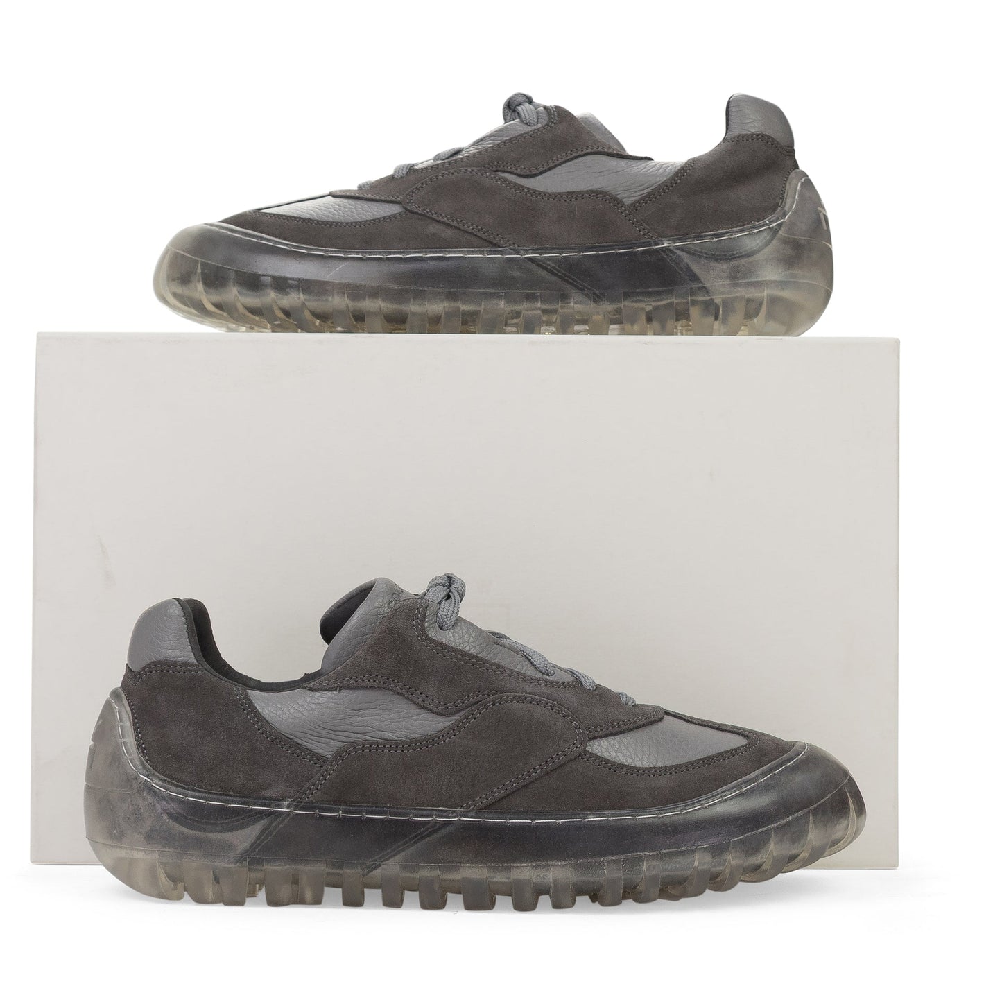 GREY LEATHER/WRAP SOLE SNEAKERS
