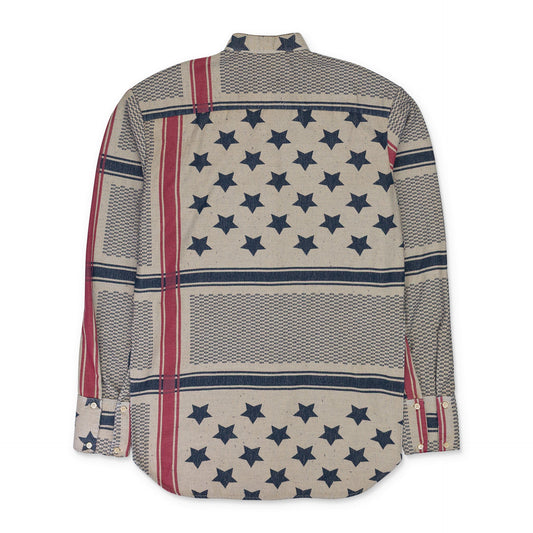 MULTI TUNIC AMERICAN FLAG BUTTON-DOWN SHIRT