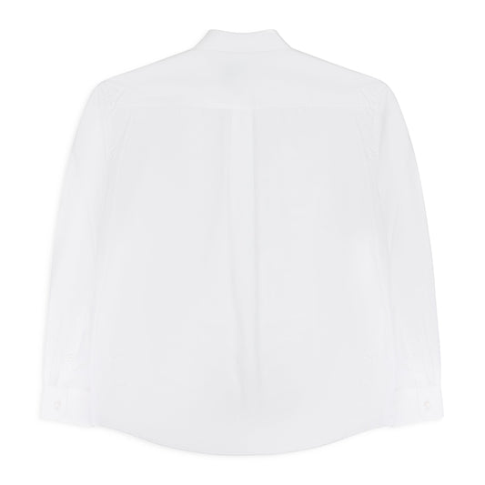 WHITE CLASSIC FIT WITH RUCHING BUTTON-DOWN SHIRT