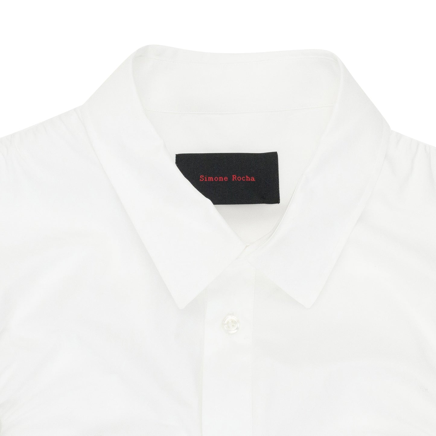 WHITE CLASSIC FIT WITH RUCHING BUTTON-DOWN SHIRT