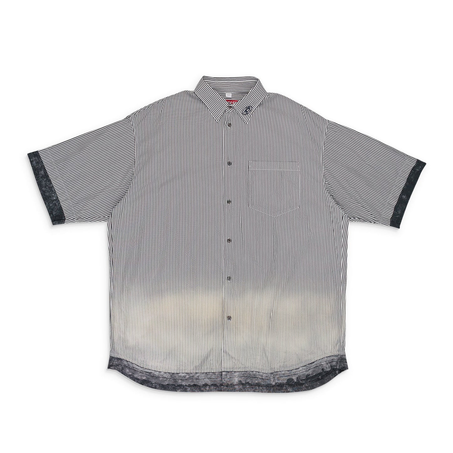 BLUE S-TRAX STRIPED SHORT SLEEVE BUTTON-DOWN SHIRT