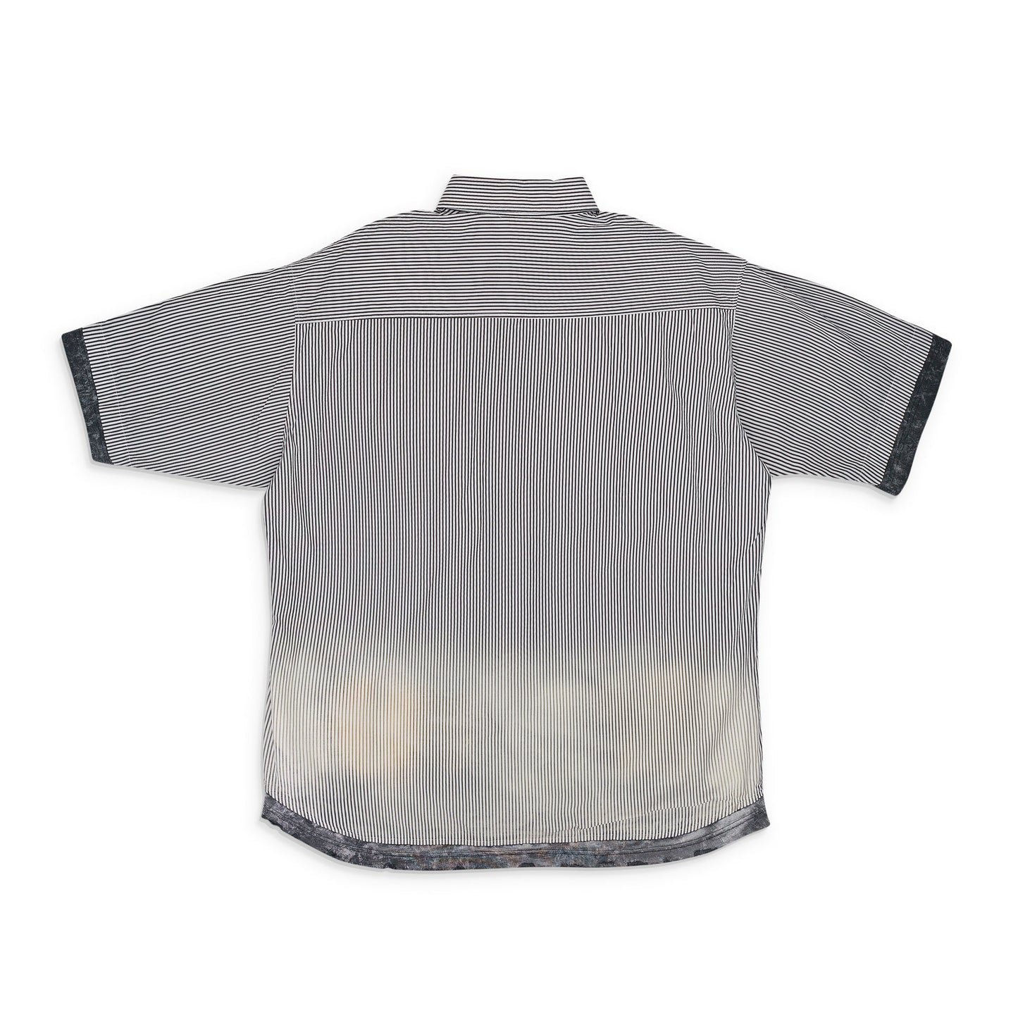 BLUE S-TRAX STRIPED SHORT SLEEVE BUTTON-DOWN SHIRT