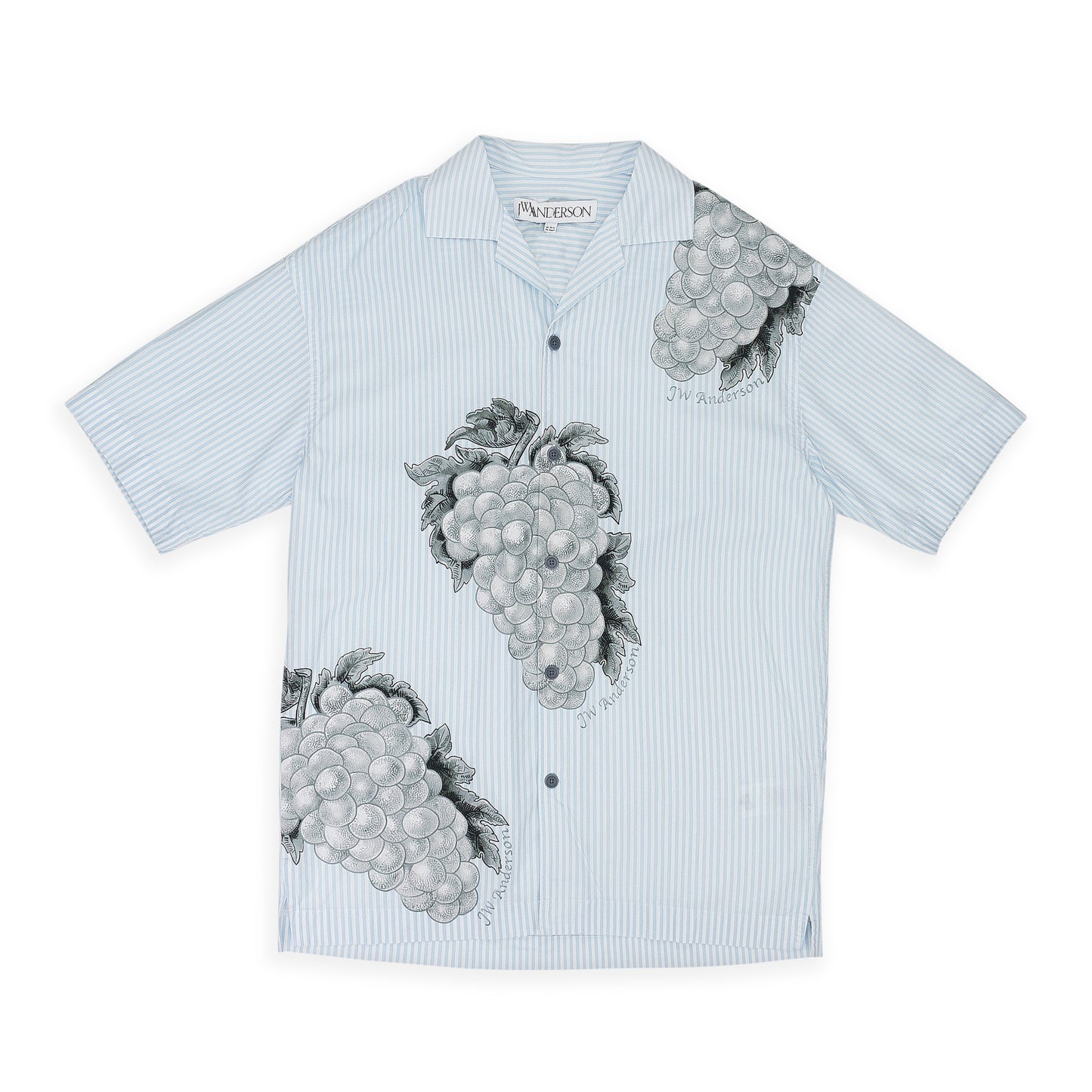 BLUE BOXY FIT GRAPES PRINT SHORT SLEEVE BUTTON-DOWN SHIRT