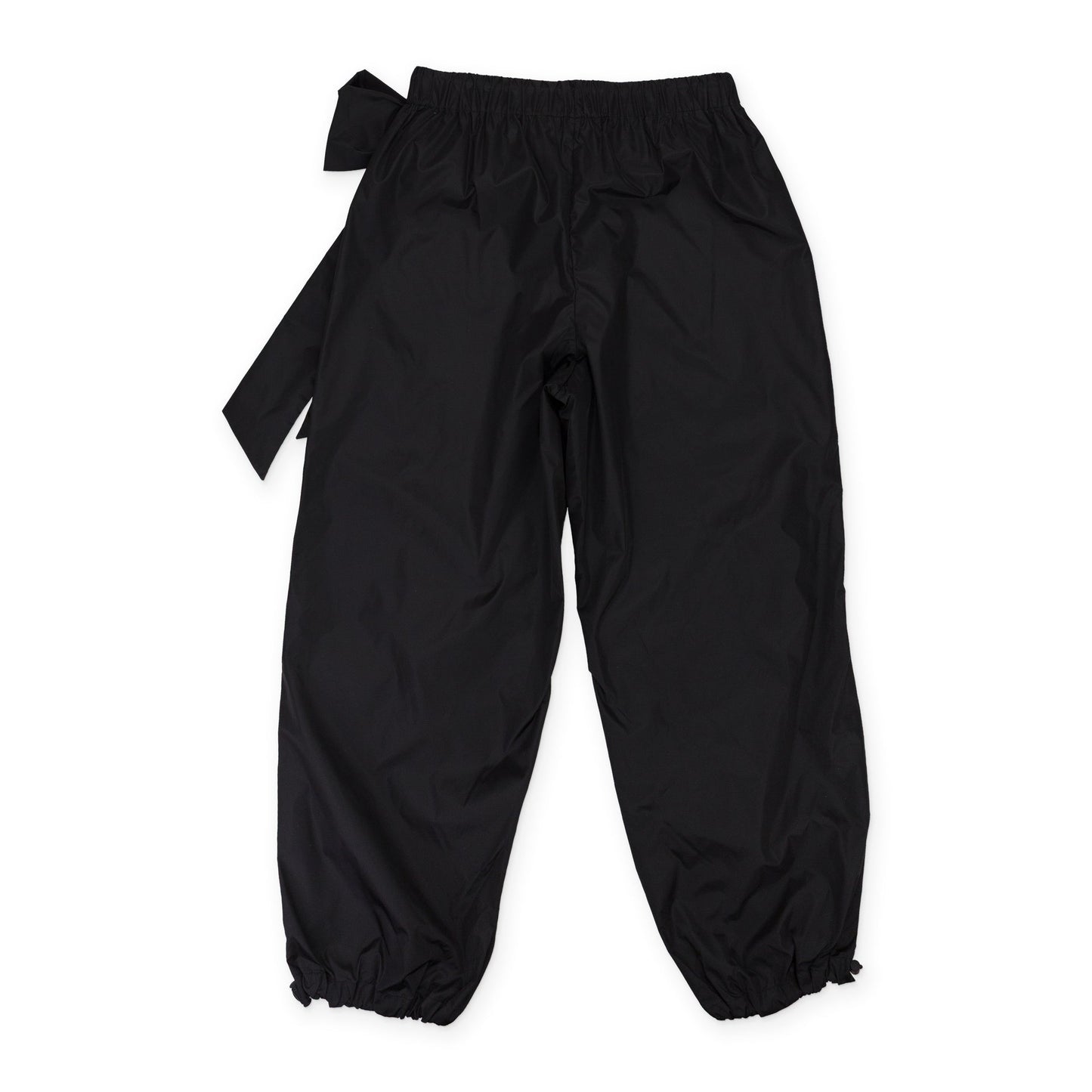 BLACK ANKLE GATHERED W/ BOW DETAIL TRACK TROUSERS