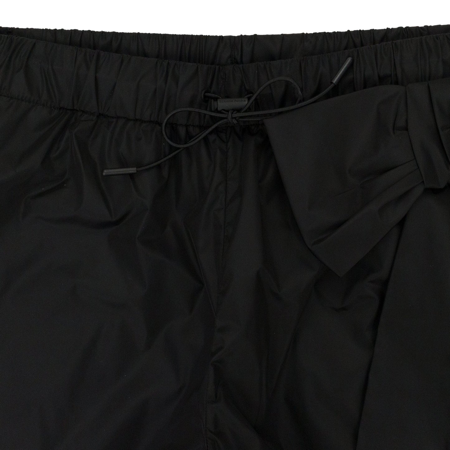 BLACK ANKLE GATHERED W/ BOW DETAIL TRACK TROUSERS