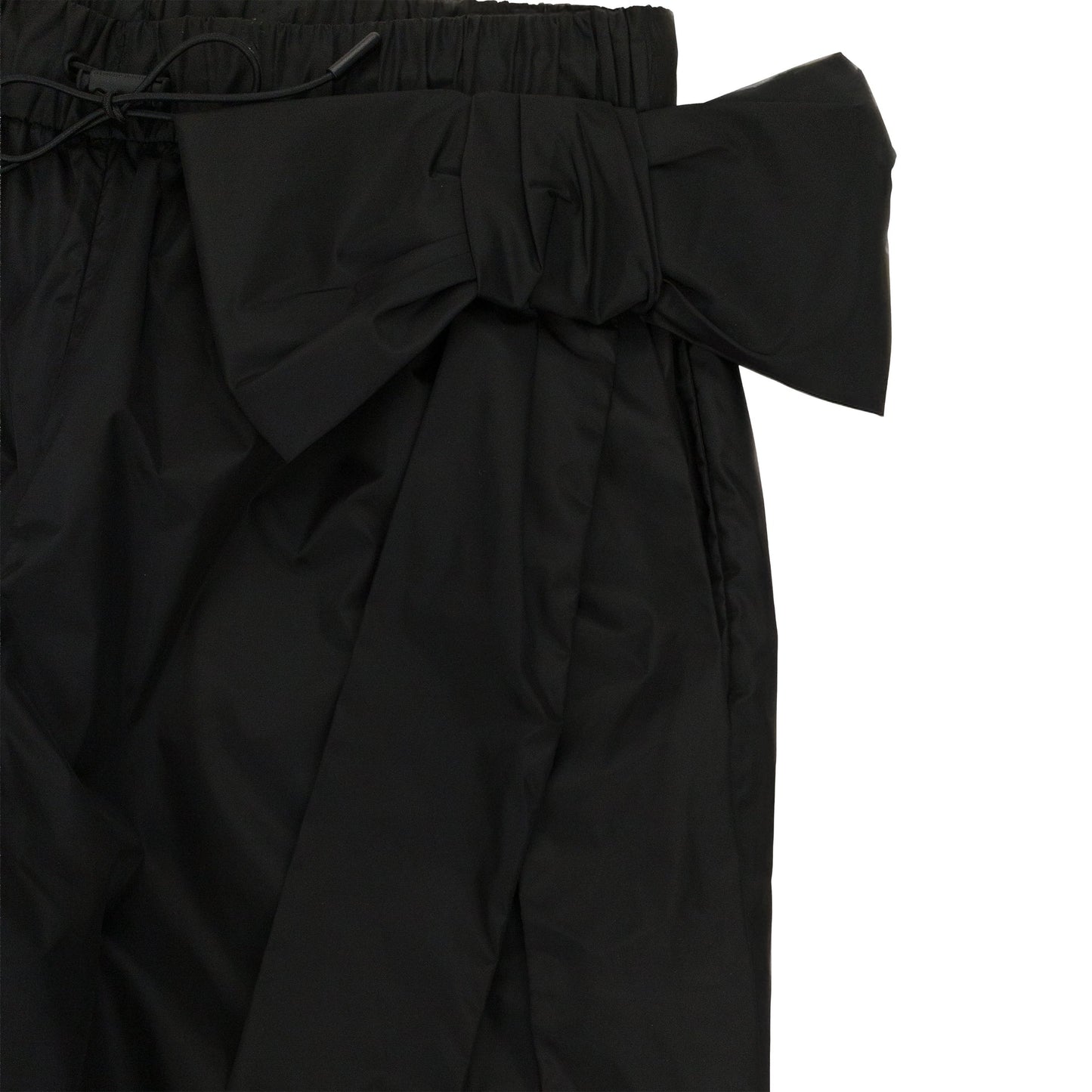 BLACK ANKLE GATHERED W/ BOW DETAIL TRACK TROUSERS