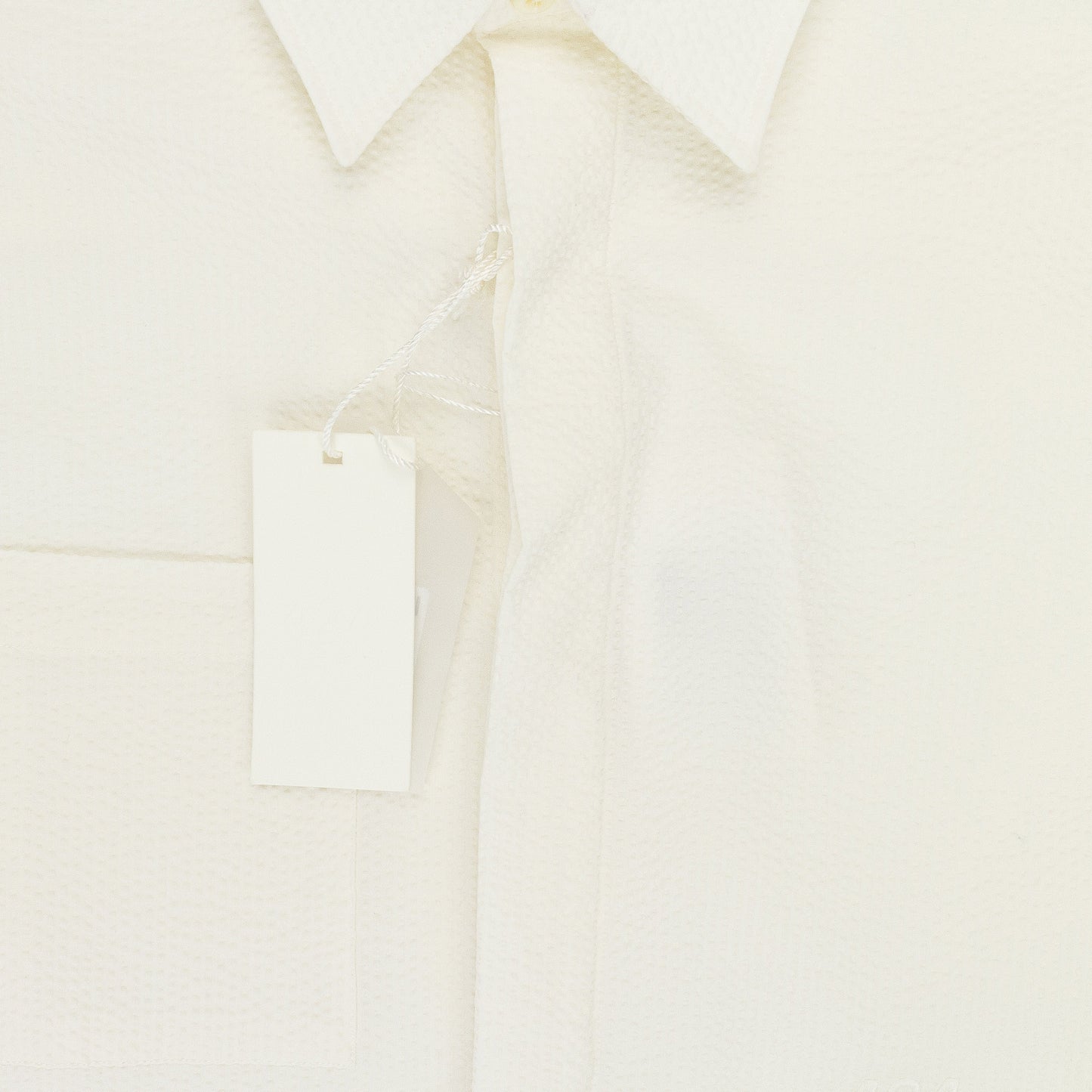 OFF-WHITE TEXTURED SHORT SLEEVE BUTTON-DOWN SHIRT