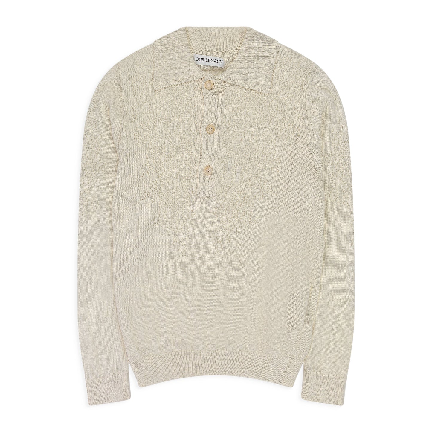 CREAM BIG PIQUET POLO SWEATER