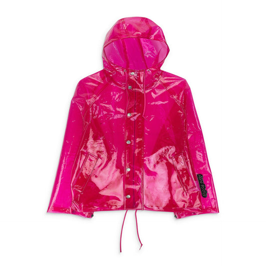PINK HOODED TRANSPARENT RAINCOAT