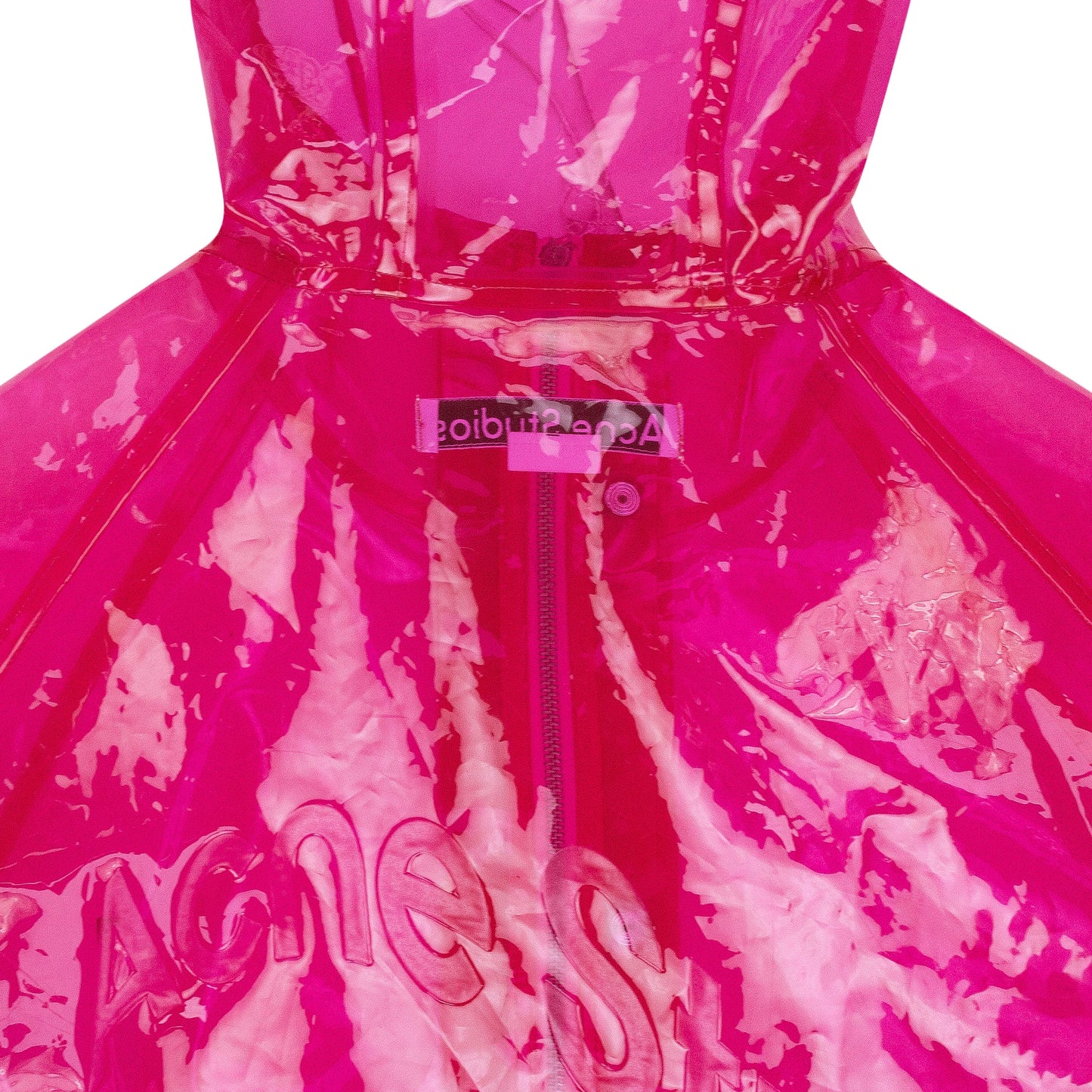 PINK HOODED TRANSPARENT RAINCOAT
