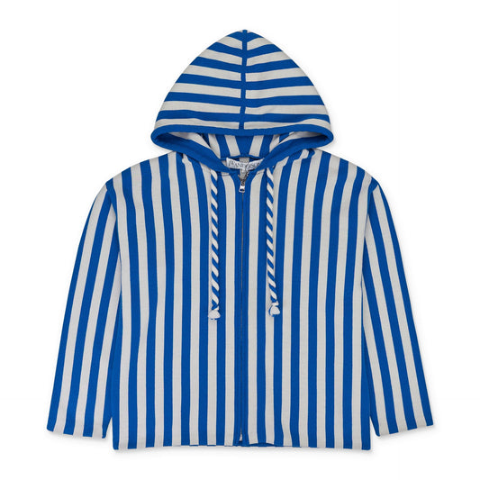 BLUE STRIPED ZIPPED ANCHOR HOODIE
