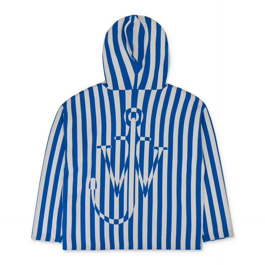 BLUE STRIPED ZIPPED ANCHOR HOODIE