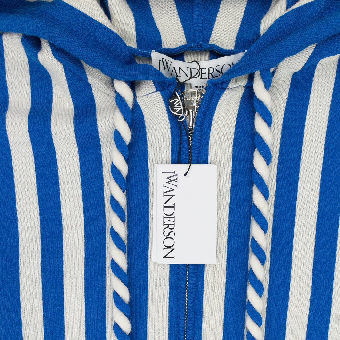BLUE STRIPED ZIPPED ANCHOR HOODIE