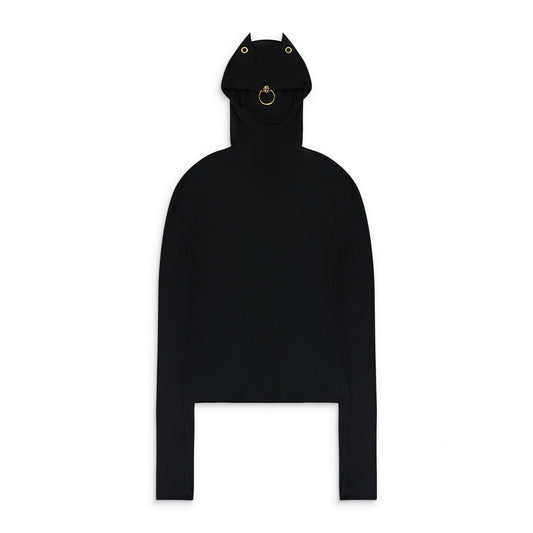 BLACK KNIT HOODIE