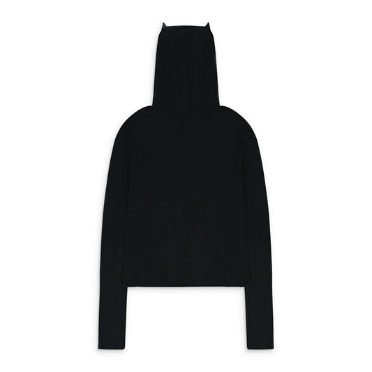 BLACK KNIT HOODIE