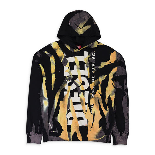 BLACK S-MAC-HOODED PAINTED HOODIE