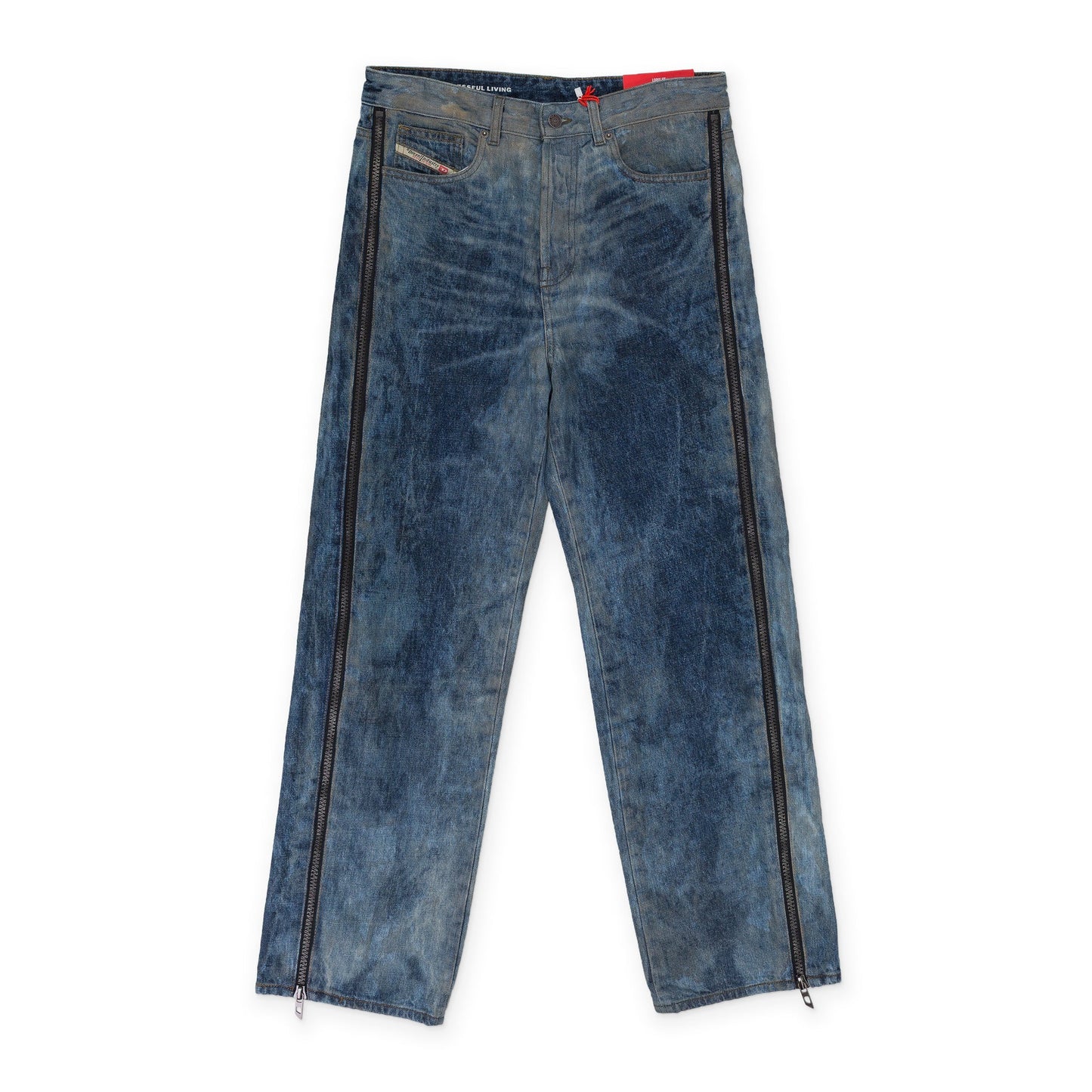 BLUE SIDE ZIP RELAXED JEANS