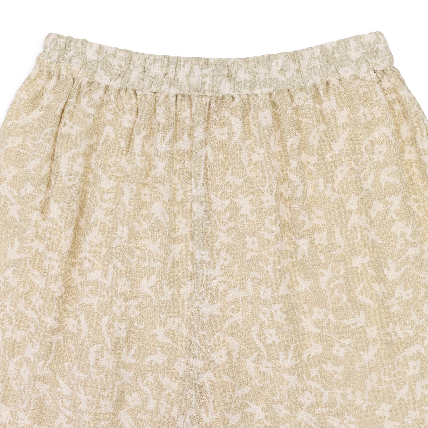 GREEN/WHITE/BEIGE WISPY FLARED LEG STRAIGHT TROUSERS