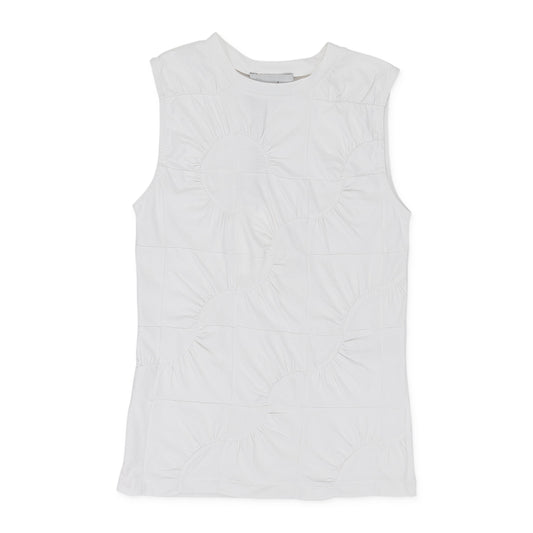 WHITE BLANC OPTIQUE PATCHWORK EMBROIDERED JERSEY