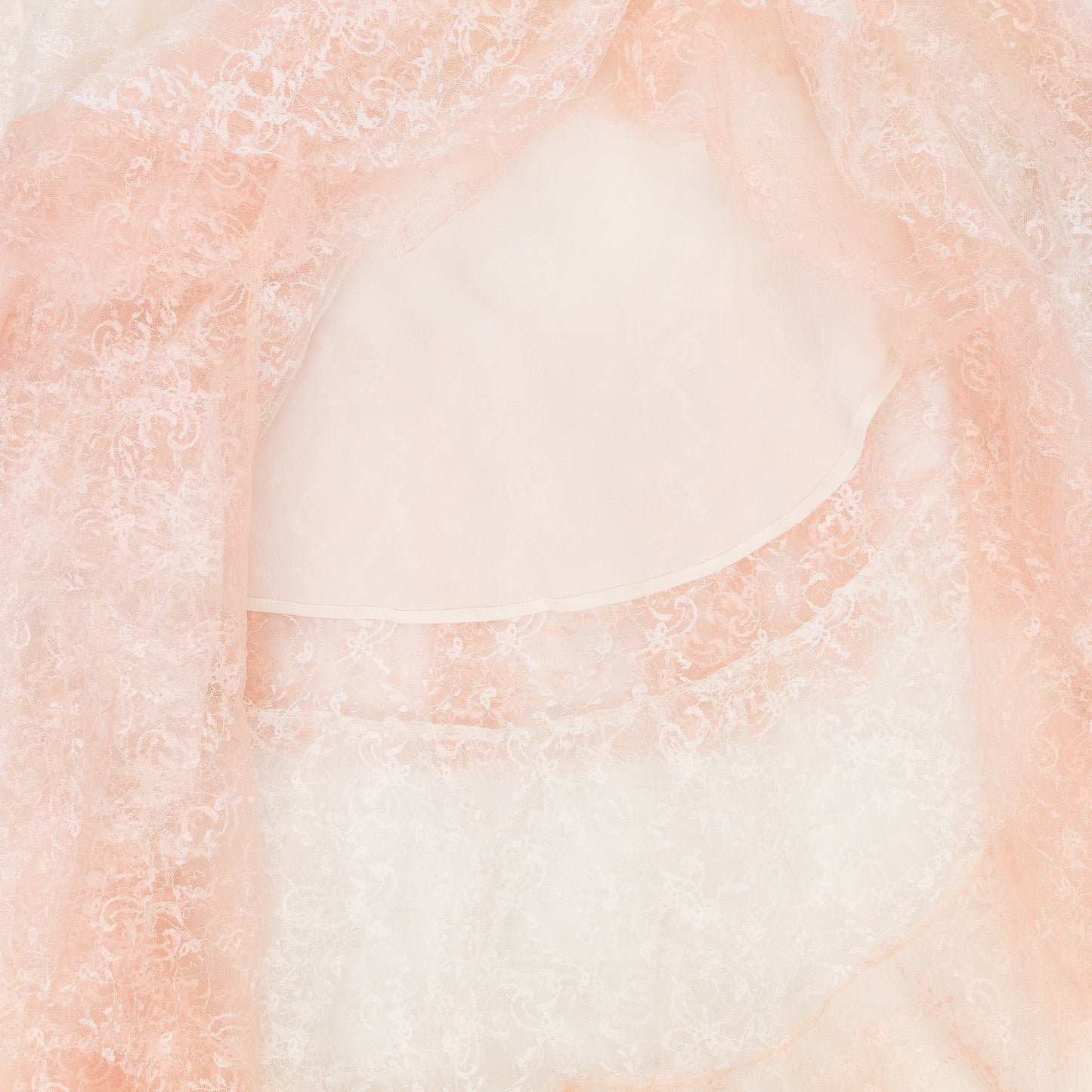 PINK/WHITE FLORAL TULLE ASYMMETRICAL FLARED SKIRT