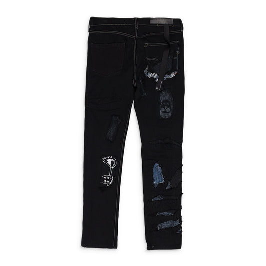 BLACK PRINTED SKINNY JEANS