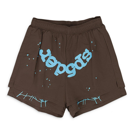 BROWN OG WEB DOUBLE LAYER SHORTS