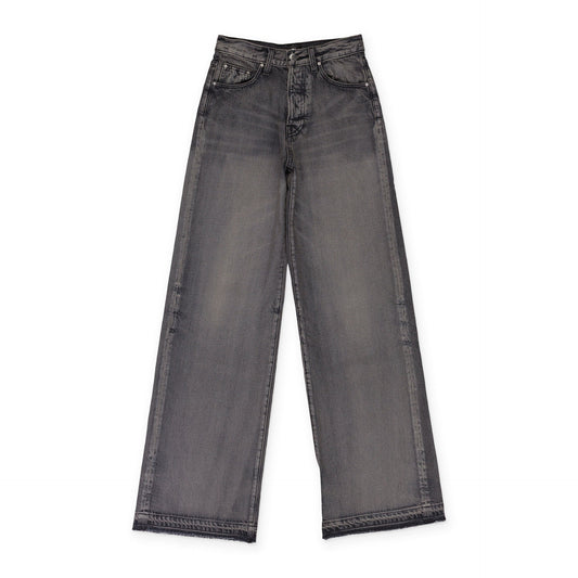 AGED BLACK HIGH RISE WIDE LEG JEANS