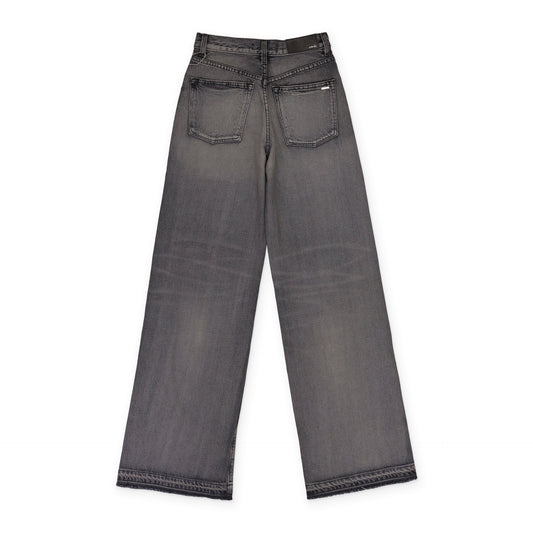 AGED BLACK HIGH RISE WIDE LEG JEANS