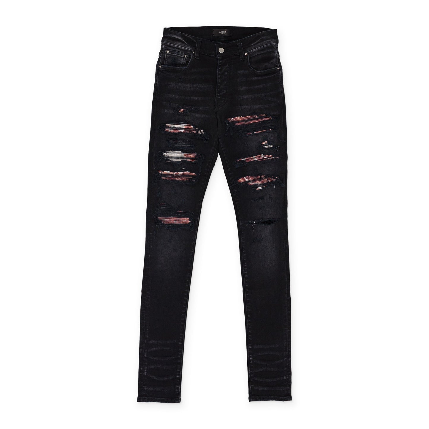 AGED BLACK TIE DYE BANDANA THRASHER JEANS