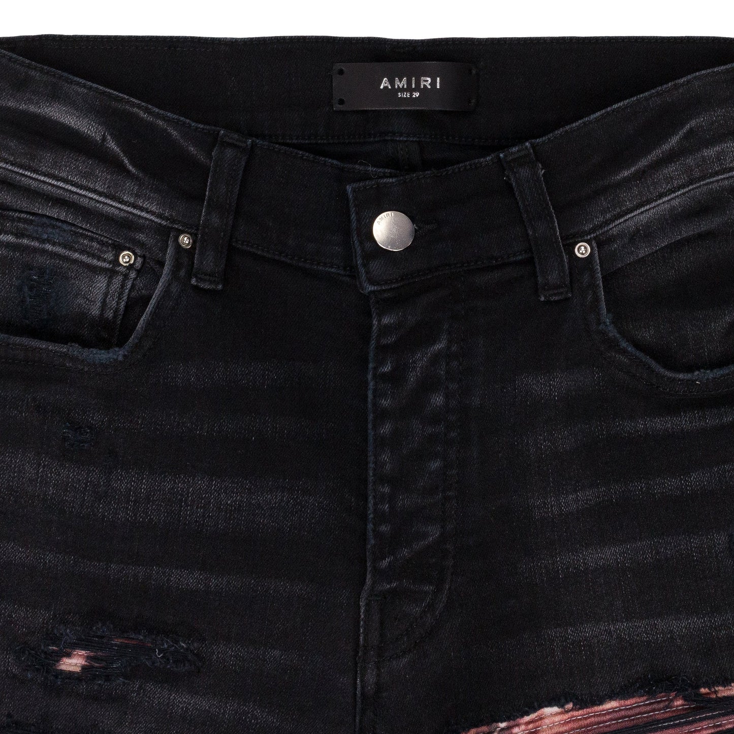 AGED BLACK TIE DYE BANDANA THRASHER JEANS