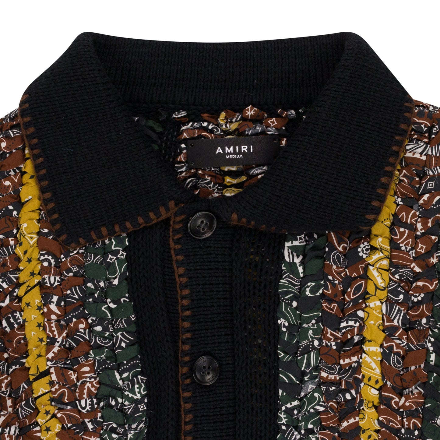 BLACK BRAIDED BANDANA BUTTON-UP SHIRTS