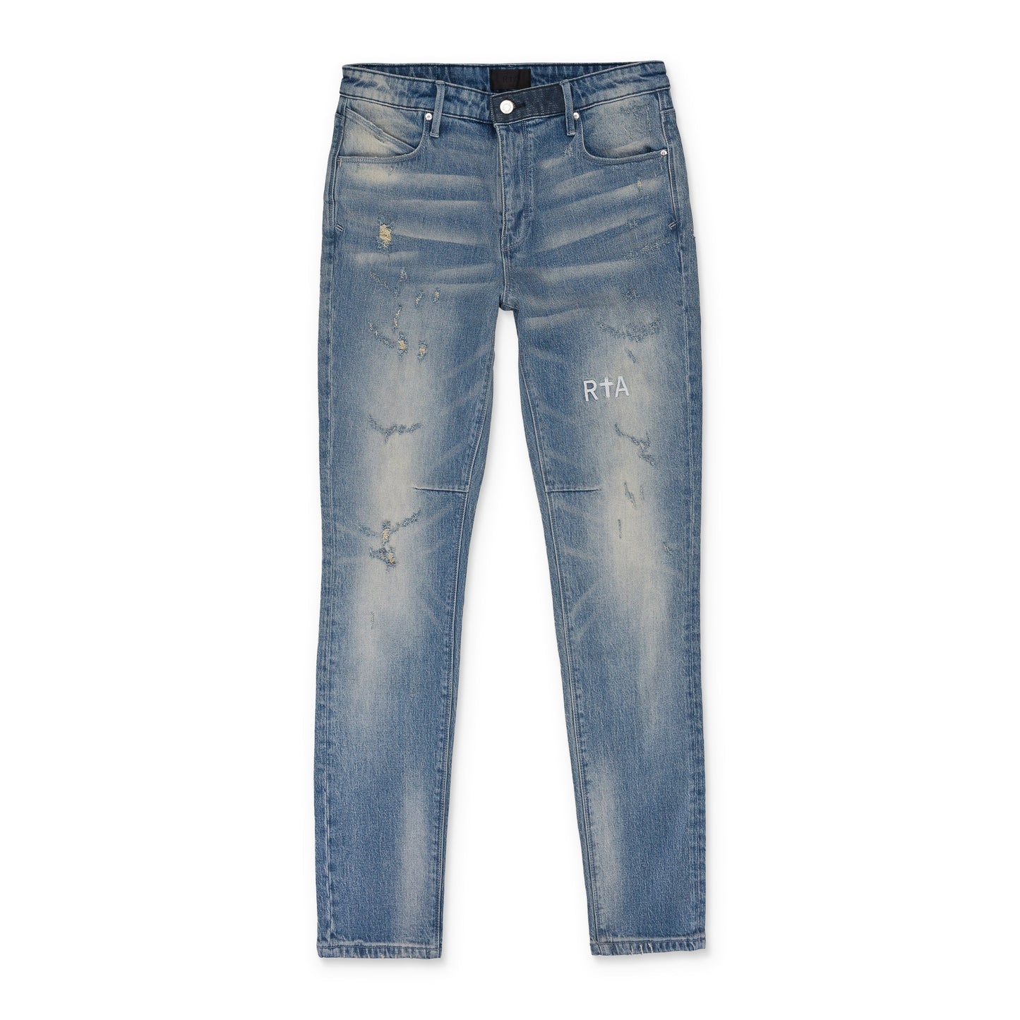BLUE LIGHT WASH DISTRESSED SKINNY JEANS