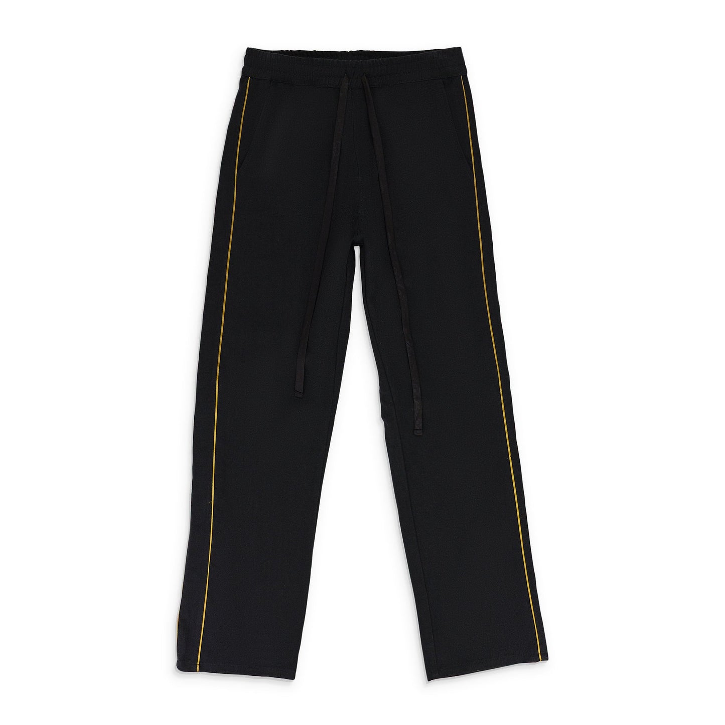 BLACK PIPED TWILL TRACK PANTS