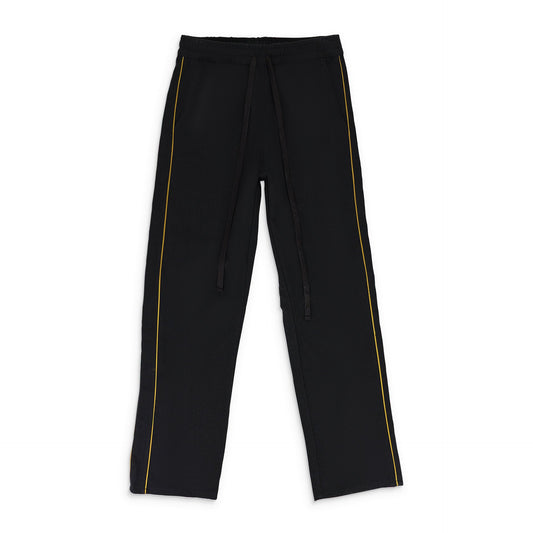 BLACK PIPED TWILL TRACK PANTS