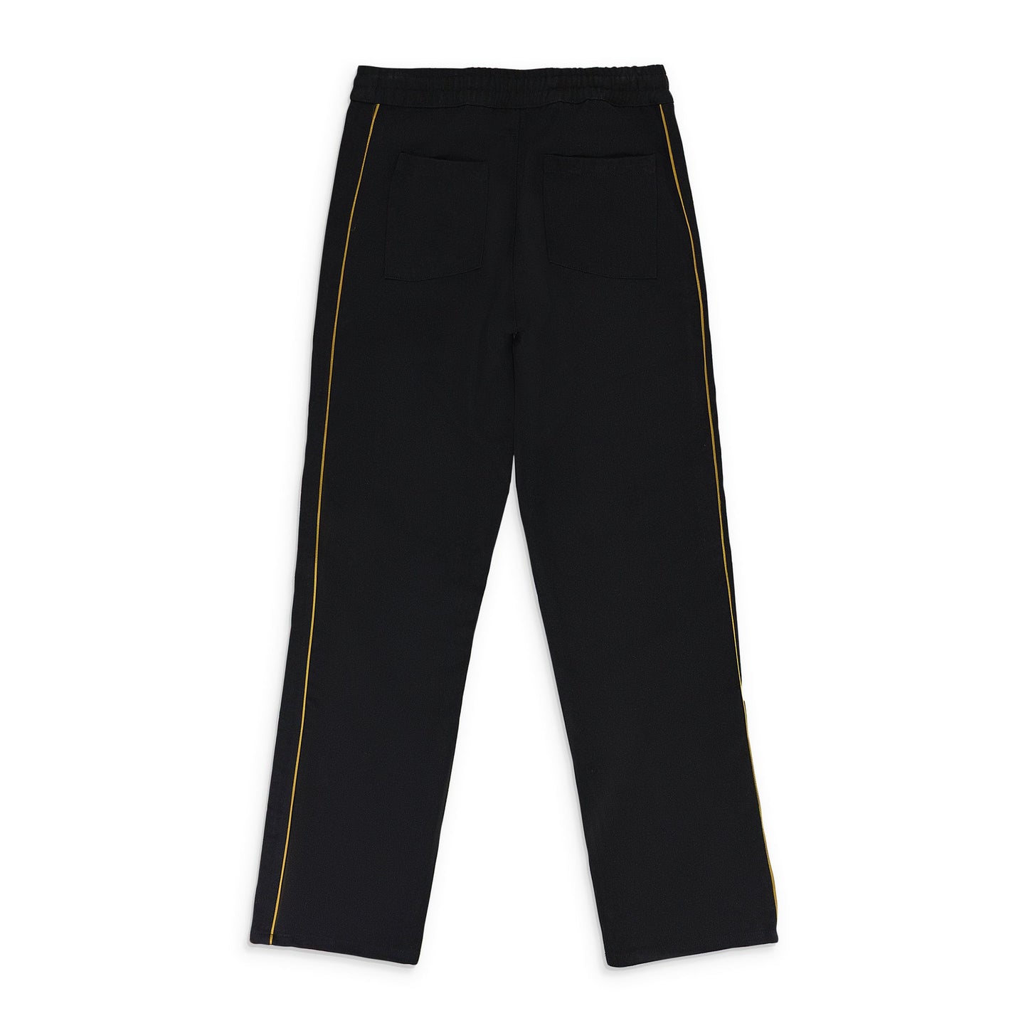 BLACK PIPED TWILL TRACK PANTS