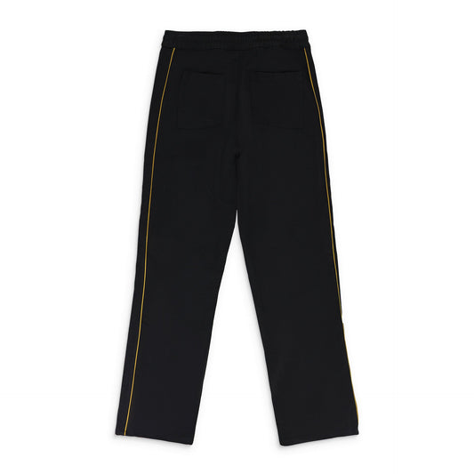BLACK PIPED TWILL TRACK PANTS