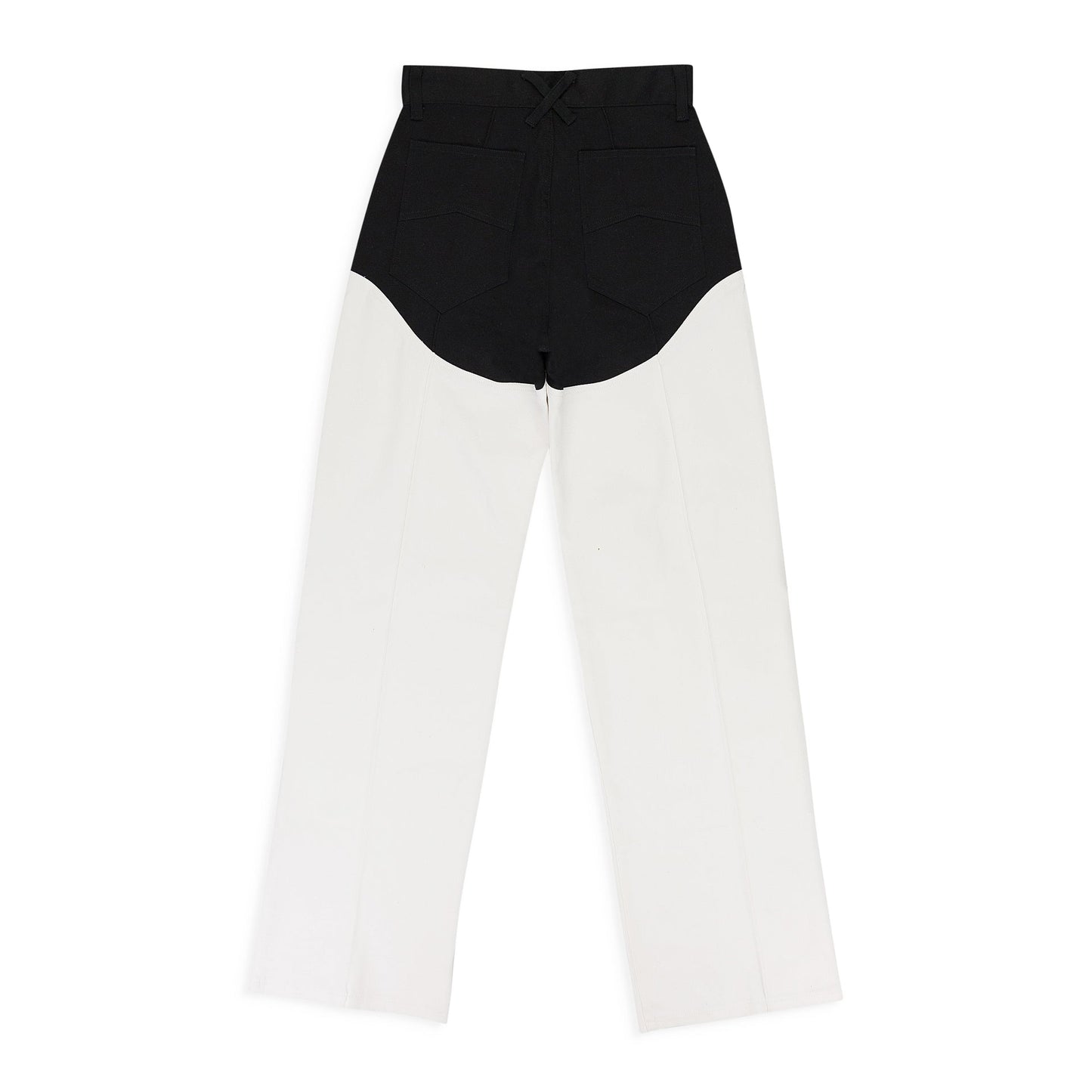 BLACK/WHITE CUT OUT MOTO STRAIGHT PANTS