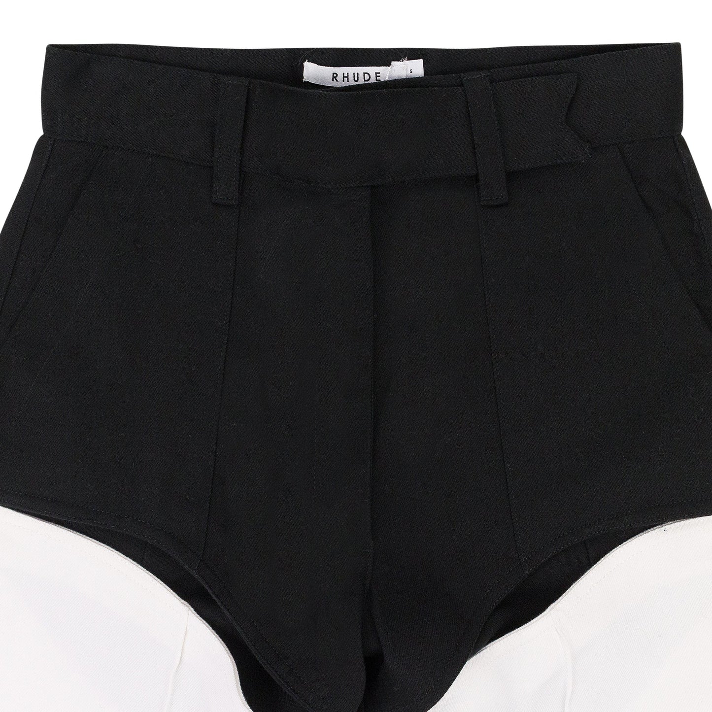 BLACK/WHITE CUT OUT MOTO STRAIGHT PANTS