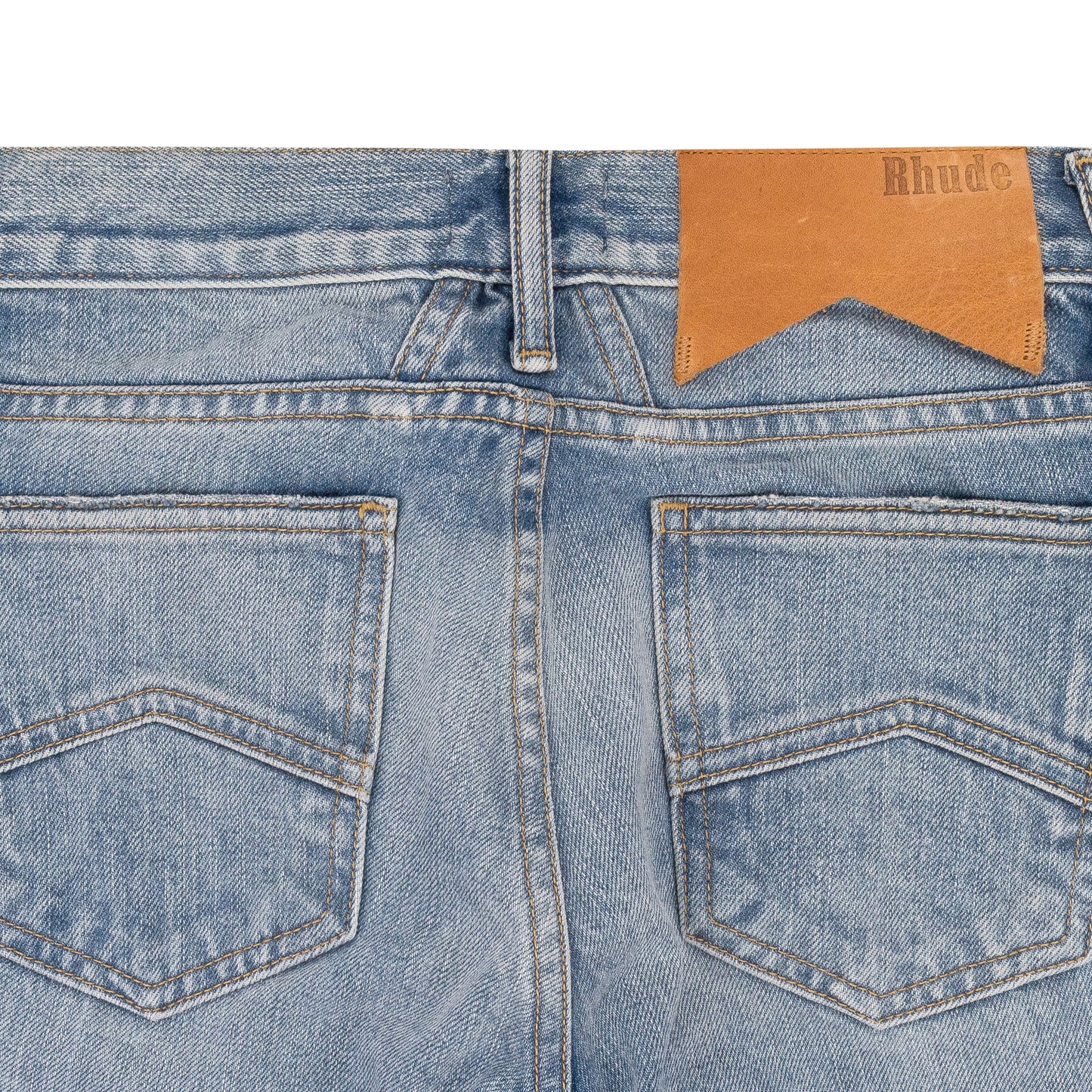 INDIGO REWORKED STRAIGHT-FIT JEANS