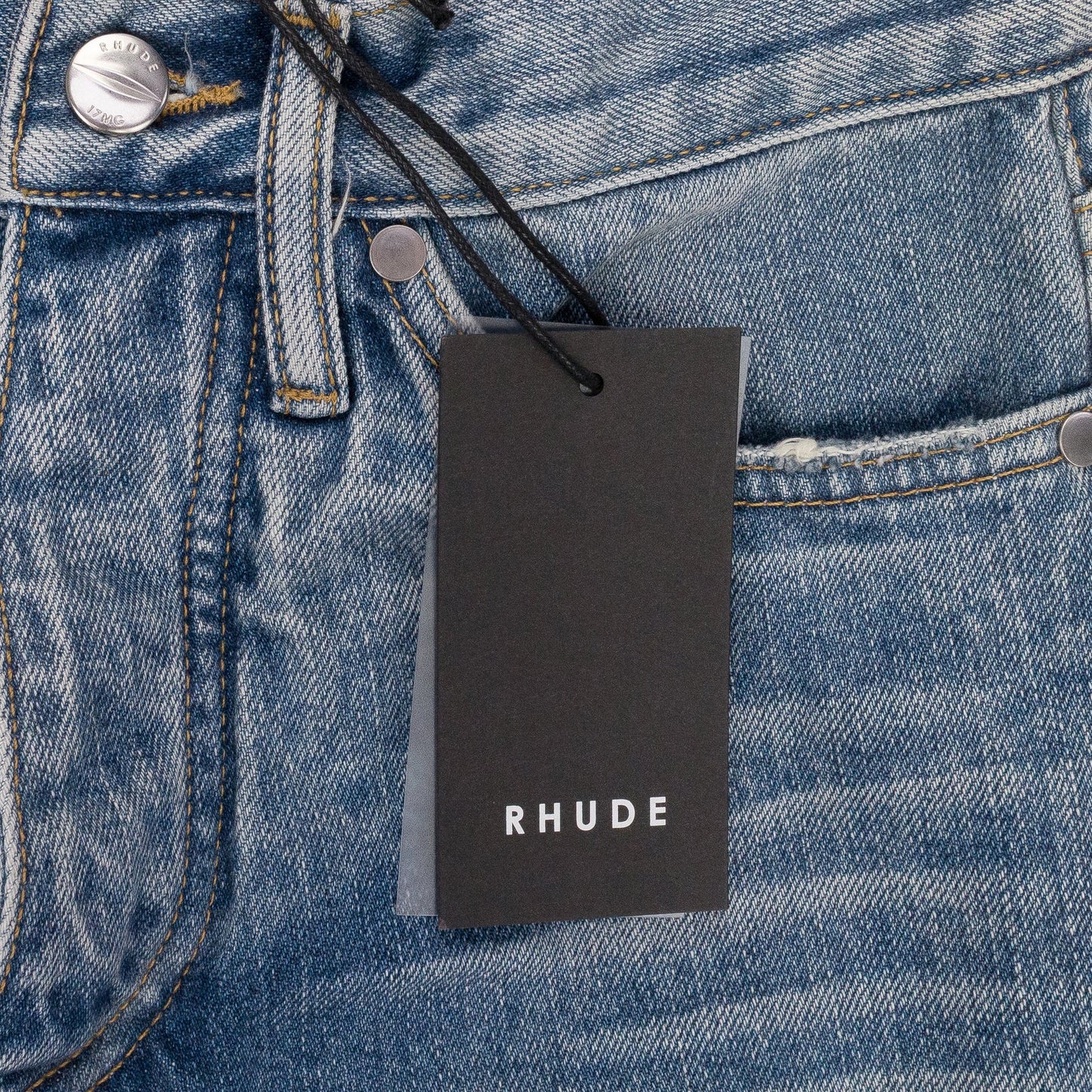 INDIGO REWORKED STRAIGHT-FIT JEANS