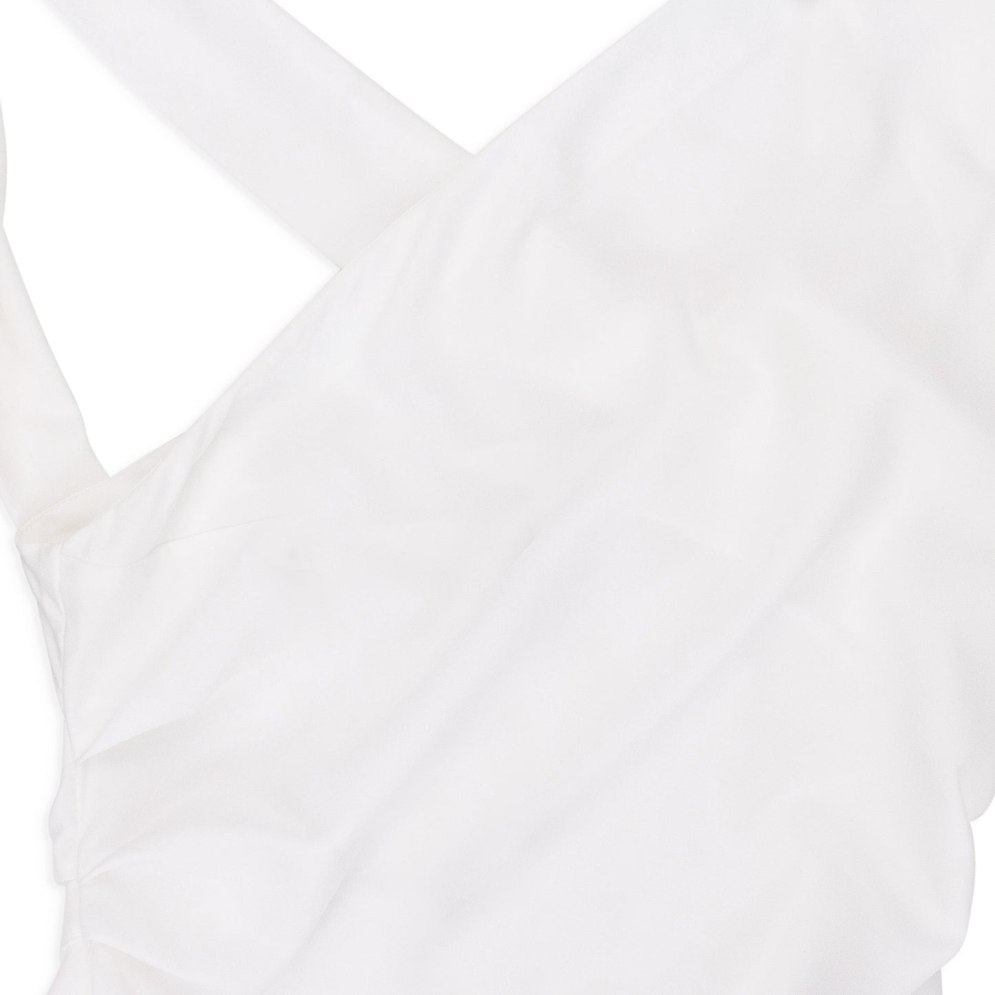 WHITE ASYMMETRICAL DRAPED BLOUSE