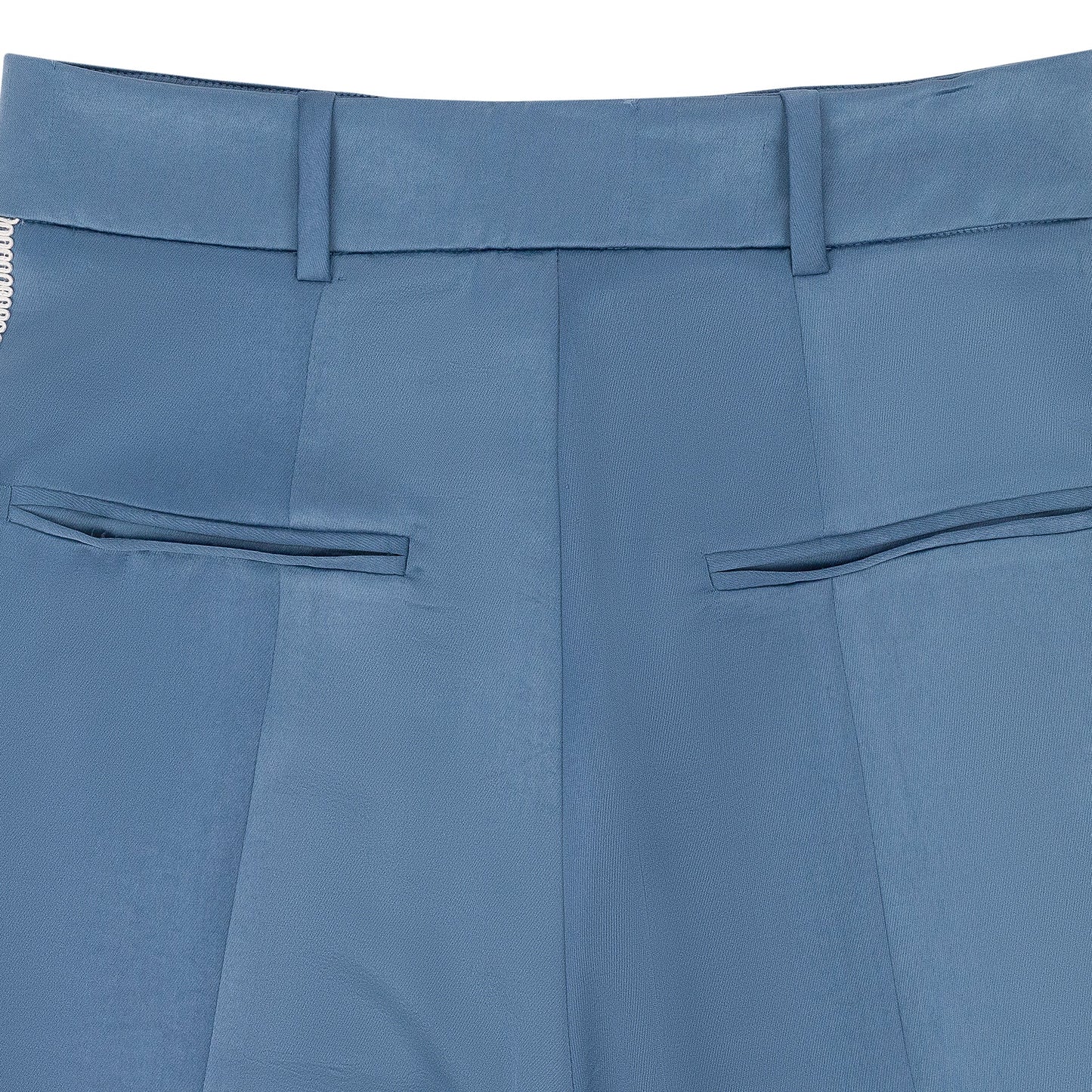 BLUE/WHITE BACK SLIT W/ TRIM STRAIGHT PANTS