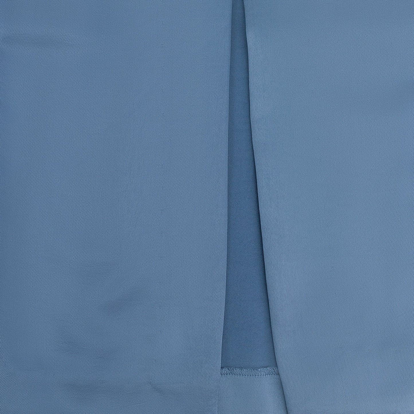 BLUE/WHITE BACK SLIT W/ TRIM STRAIGHT PANTS