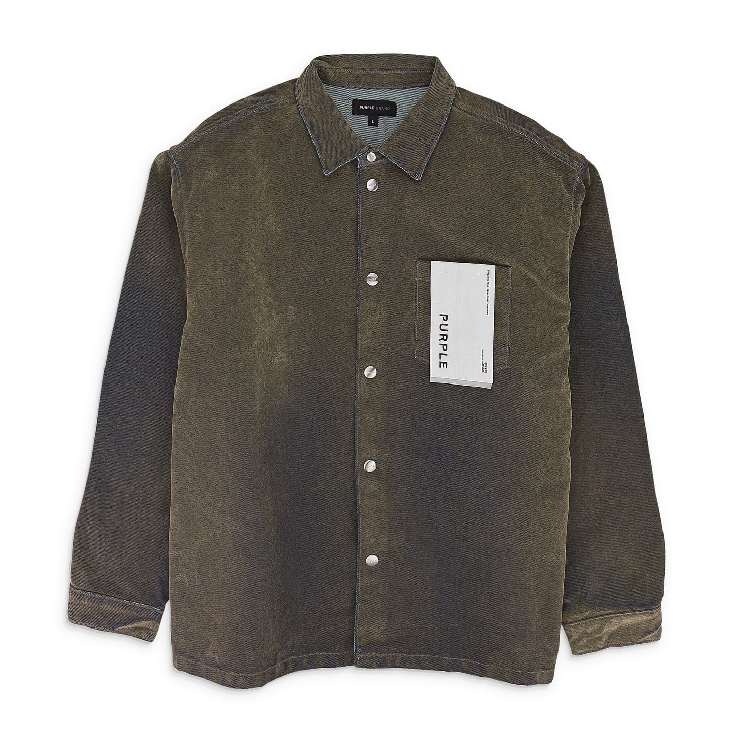 LS FLOCKED SHIRT JACKET GREEN DENIM JACKETS